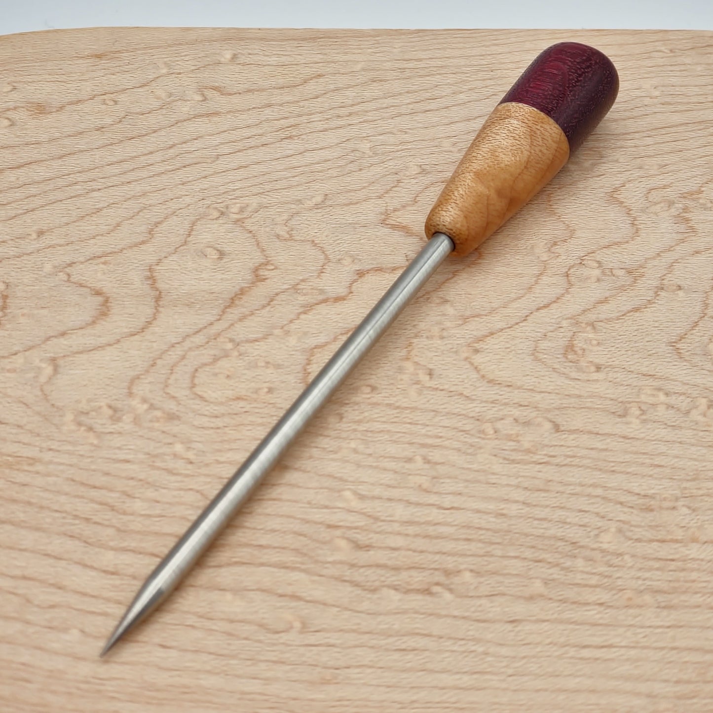 Medium Bird's Eye Maple and Purpleheart with Titanium - Poker / Stir Tool / Dabber