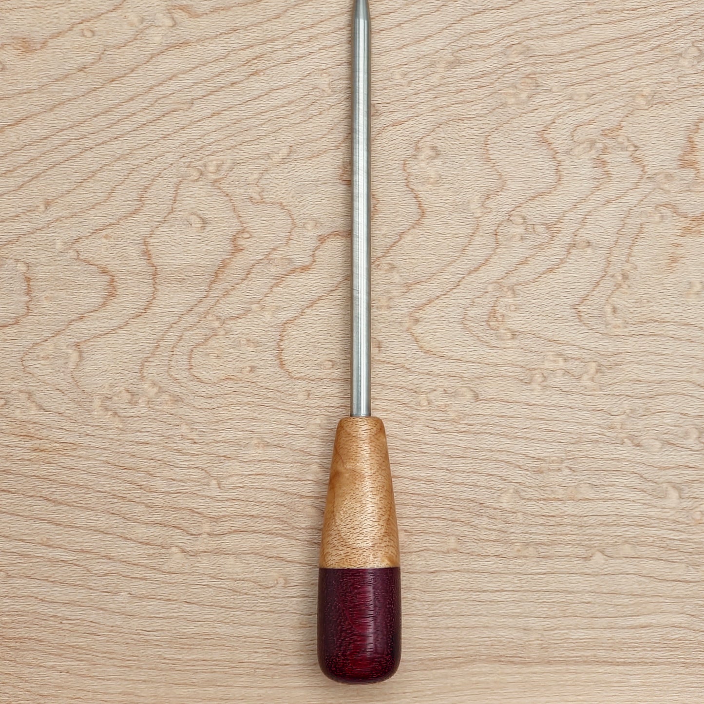 Medium Bird's Eye Maple and Purpleheart with Titanium - Poker / Stir Tool / Dabber