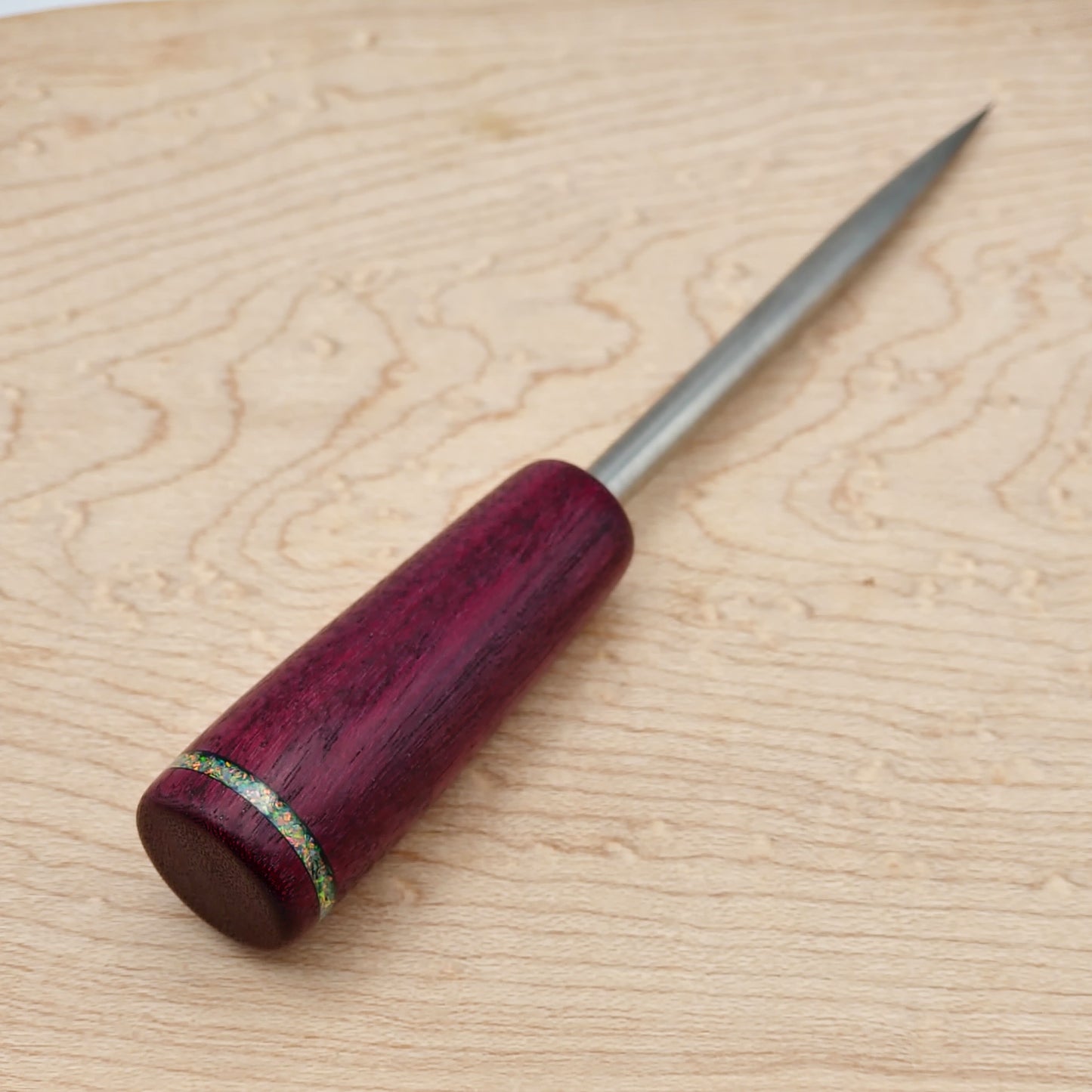 Large Purpleheart and Opal Inlay with Titanium - Poker / Stir Tool / Dabber